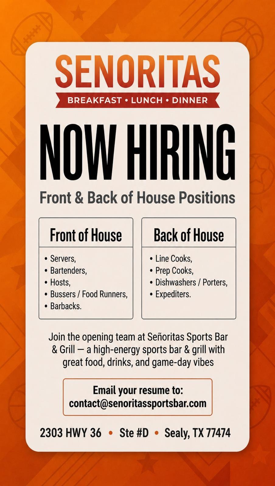 Senoritas now hiring
